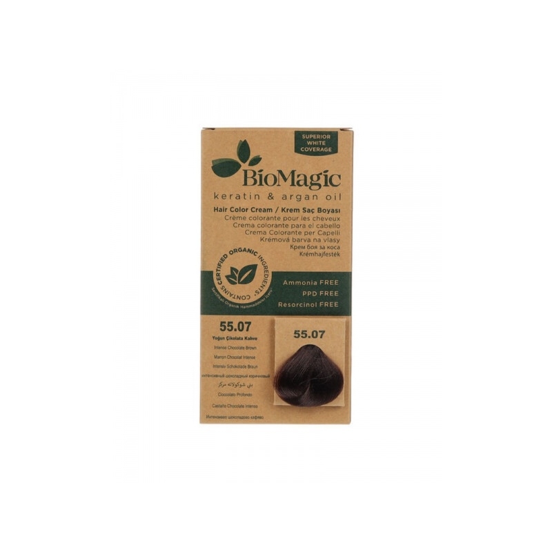 Biomagic Hair Color Cream looduslik kreemjas juuksevärv 55.07 Intence Chocolate Brown 60ml
