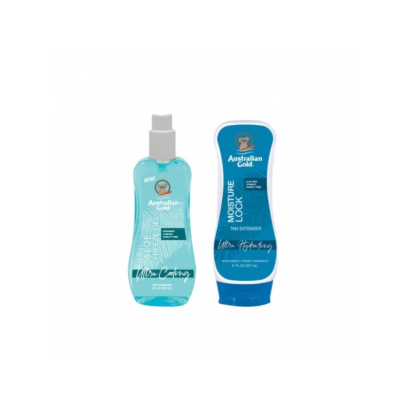 Australian Gold Niisutav komplekt sisaldab Australian Gold Aloe Freeze Spray geel 237ml+237ml